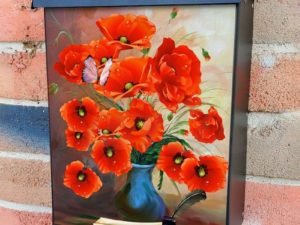 Poppies and Butterfly Colonial Mailbox Cover