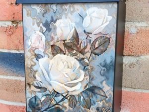 Abstract White Roses #1 Colonial Mailbox Cover