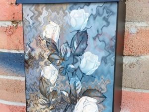 Abstract White Roses #3 Colonial Mailbox Cover