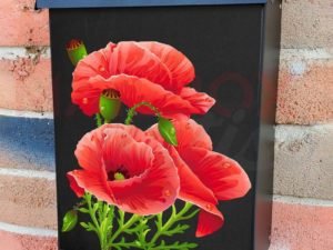 Poppies on Dark Background Colonial Mailbox Cover