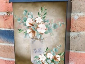 Cotton and Eucalyptus in a Mason Jar Colonial Mailbox Cover