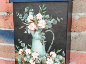 Cotton and Eucalyptus Bouquet Colonial Mailbox Cover