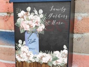 Cotton Bouquet in a Mason Jar Colonial Mailbox Cover