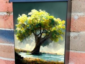 Beautiful Tree on the Riverbank  Colonial Mailbox Cover