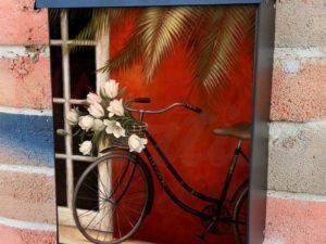 Flower Bike at the Window #2 Colonial Mailbox Cover