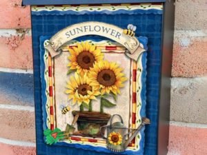 Woman Flower Pot with Sunflowers Colonial Mailbox Cover