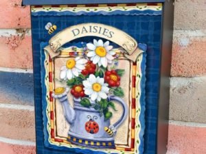Frontier Woman Watering Can with Daisies Colonial Mailbox Cover