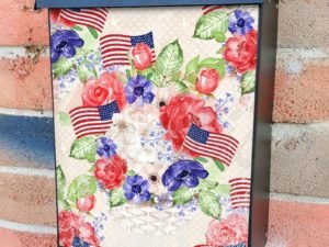 Red- Blue- White Flowers Colonial Mailbox Cover