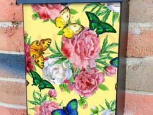 Roses and Butterflies Colonial Mailbox Cover