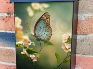 Blue Butterfly on a Flower Colonial Mailbox Cover