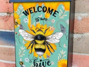 Welcome to Our Bee Hive Colonial Mailbox Cover