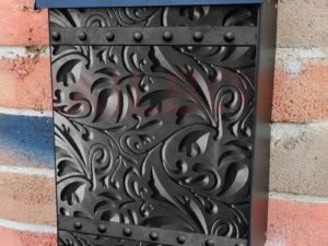 Engraved Grey Batik Flat Design Colonial Mailbox Cover