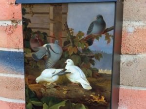 Pigeons by Ferdinand von Wright Colonial Mailbox Cover