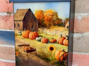 Cozy Houses on the Lake #9 Colonial Mailbox Cover