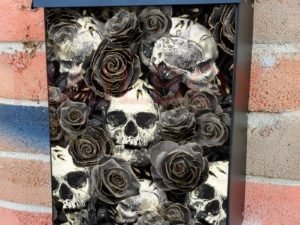 Gothic Skulls and Black Roses Colonial Mailbox Cover