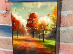 Leaf Covered Road Colonial Mailbox Cover