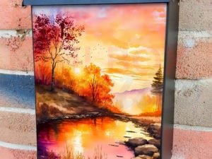 Beautiful Autumn Sunset #3 Colonial Mailbox Cover