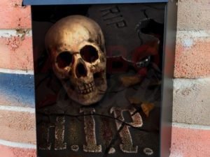 Halloween Tombstone and Skull Colonial Mailbox Cover