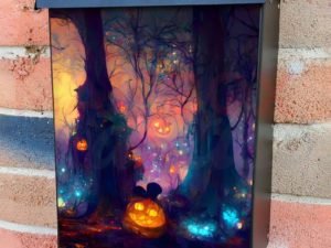 Pumpkins in a Magical Forest Colonial Mailbox Cover