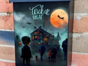 Trick 0r Treating Kids Colonial Mailbox Cover