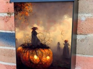 Pumpkin Field Witches Colonial Mailbox Cover