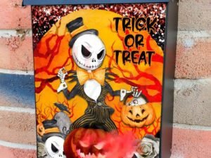 Halloween Pumpkin Skeleton #2 Colonial Mailbox Cover