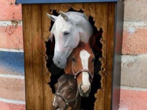 Horses at the Broken Wall Colonial Mailbox Cover