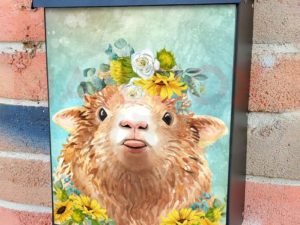 Sassy Sunflower Sheep Colonial Mailbox Cover