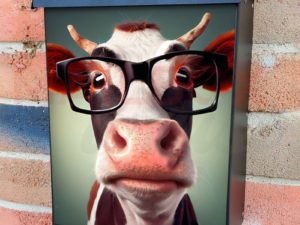Cow in Eyeglasses #1 Colonial Mailbox Cover