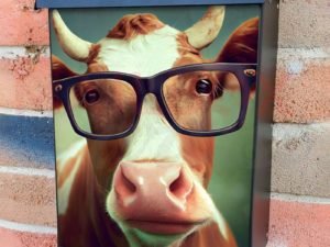 Cow in Eyeglasses #2 Colonial Mailbox Cover