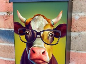 Cow in Eyeglasses #3 Colonial Mailbox Cover
