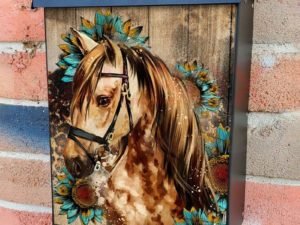 Pretty Horse and Sunflowers Colonial Mailbox Cover