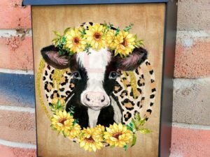 Little Calf and Sunflowers Colonial Mailbox Cover