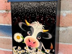 Cute Cow with Daisies Colonial Mailbox Cover