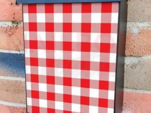 Red and White Buffalo Plaid Design Colonial Mailbox Cover