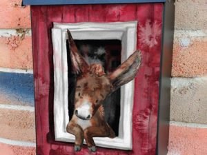 Donkey in the Barn Window Colonial Mailbox Cover