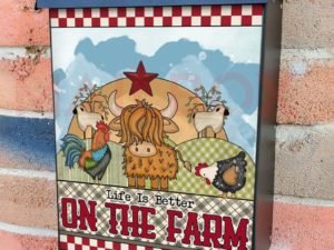 Cow with Chickens Colonial Mailbox Cover