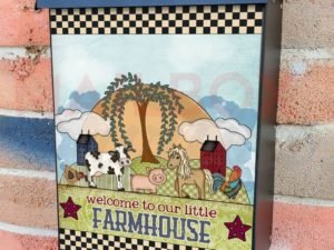 Farm Animals and Saltbox Houses Colonial Mailbox Cover