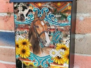 Horse with Sunflowers Colonial Mailbox Cover