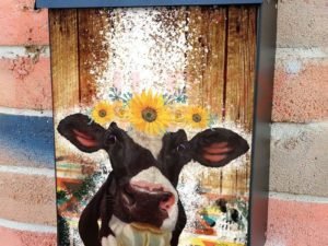 Sunflower Cow Colonial Mailbox Cover