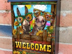 Western Donkeys in Sunglasses Colonial Mailbox Cover