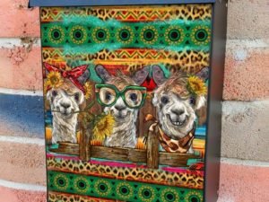 Llamas over the Fence Colonial Mailbox Cover