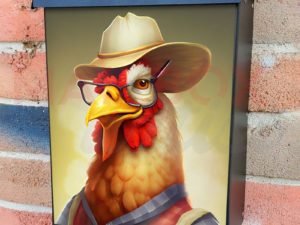 Farmer Rooster Colonial Mailbox Cover