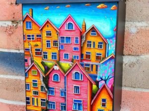 Cute Fishing Village Colonial Mailbox Cover