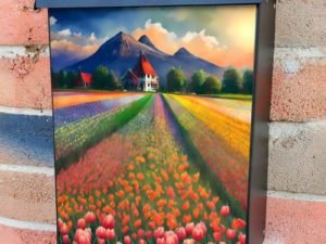 Cottages in the Tulip Fields Colonial Mailbox Cover