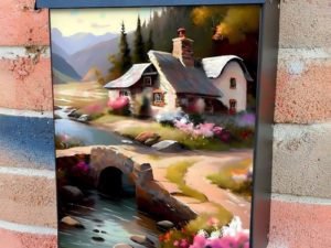 Cottage by the River Colonial Mailbox Cover