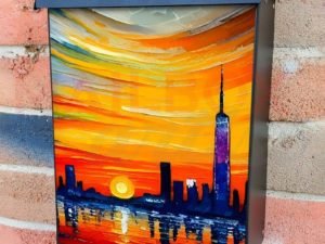 Rainbow Colored Cities - New York Colonial Mailbox Cover