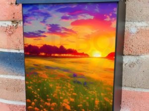 Sunset over the Meadow Colonial Mailbox Cover