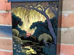 Japanese Garden Sunset #3 Colonial Mailbox Cover