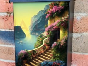 Romantic Villa Balcony #2 Colonial Mailbox Cover